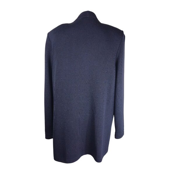 St. John Santana Knit Open Cardigan Sweater L Black Gold Button Quiet Luxury - Picture 3 of 9